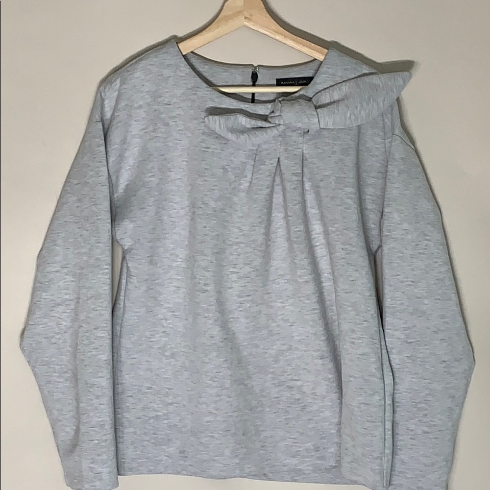 Heather grey top with bow detail